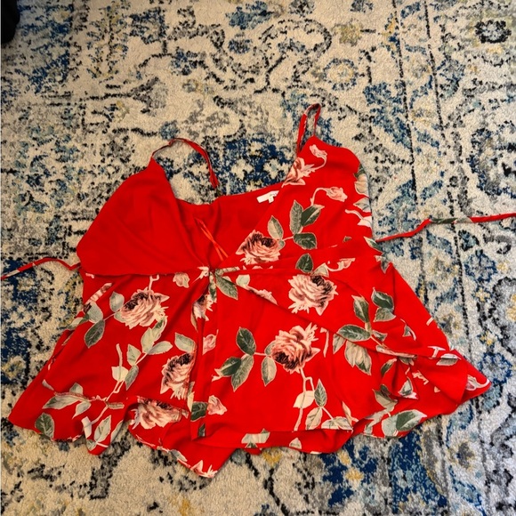 Honey Belle Red Floral Romper - Picture 6 of 9